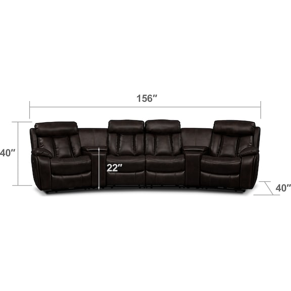 Living Room Furniture - Diablo 6-Piece Power Reclining Sectional with 2 Armless Chairs - Walnut