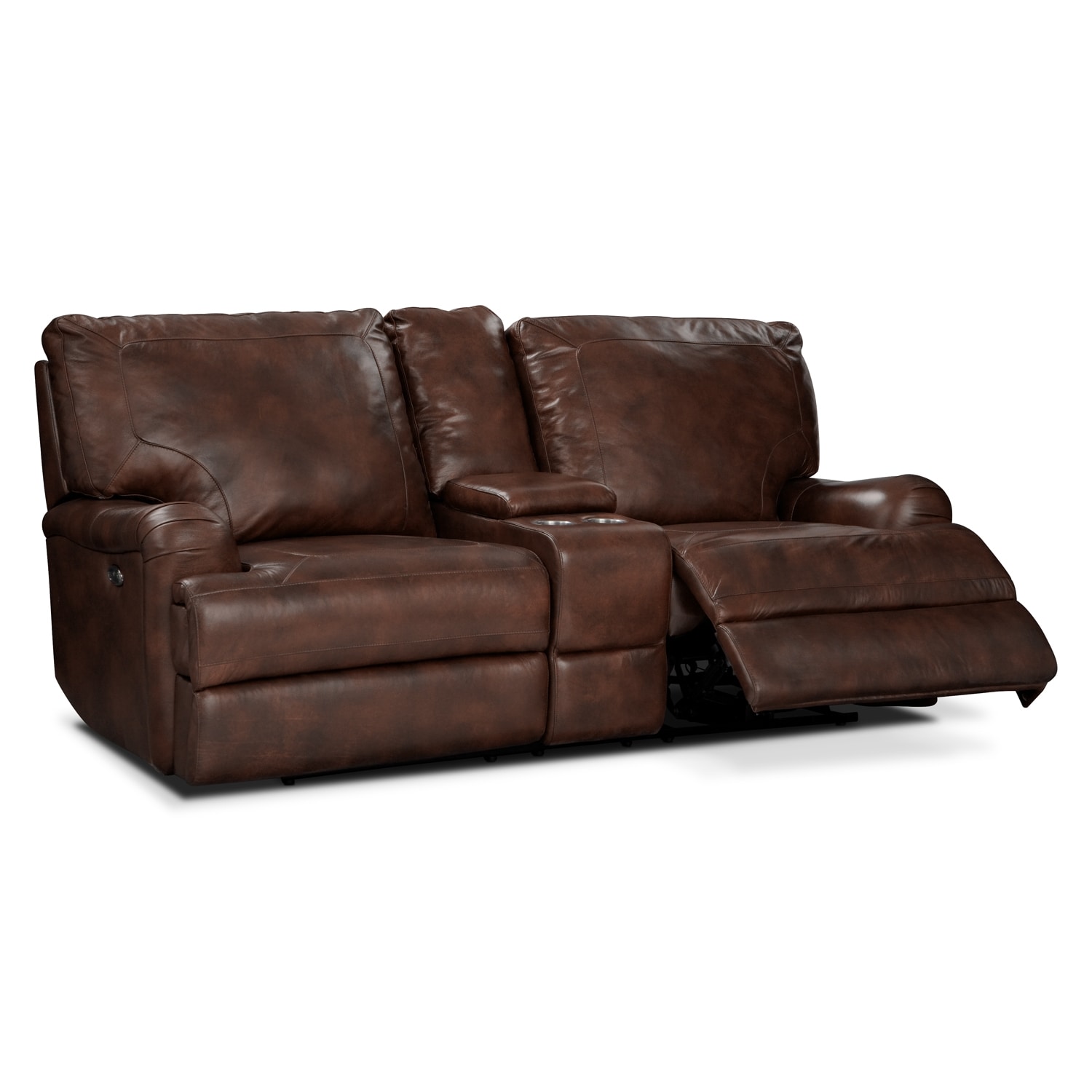 Kingsway Power Reclining Loveseat with Console Brown American