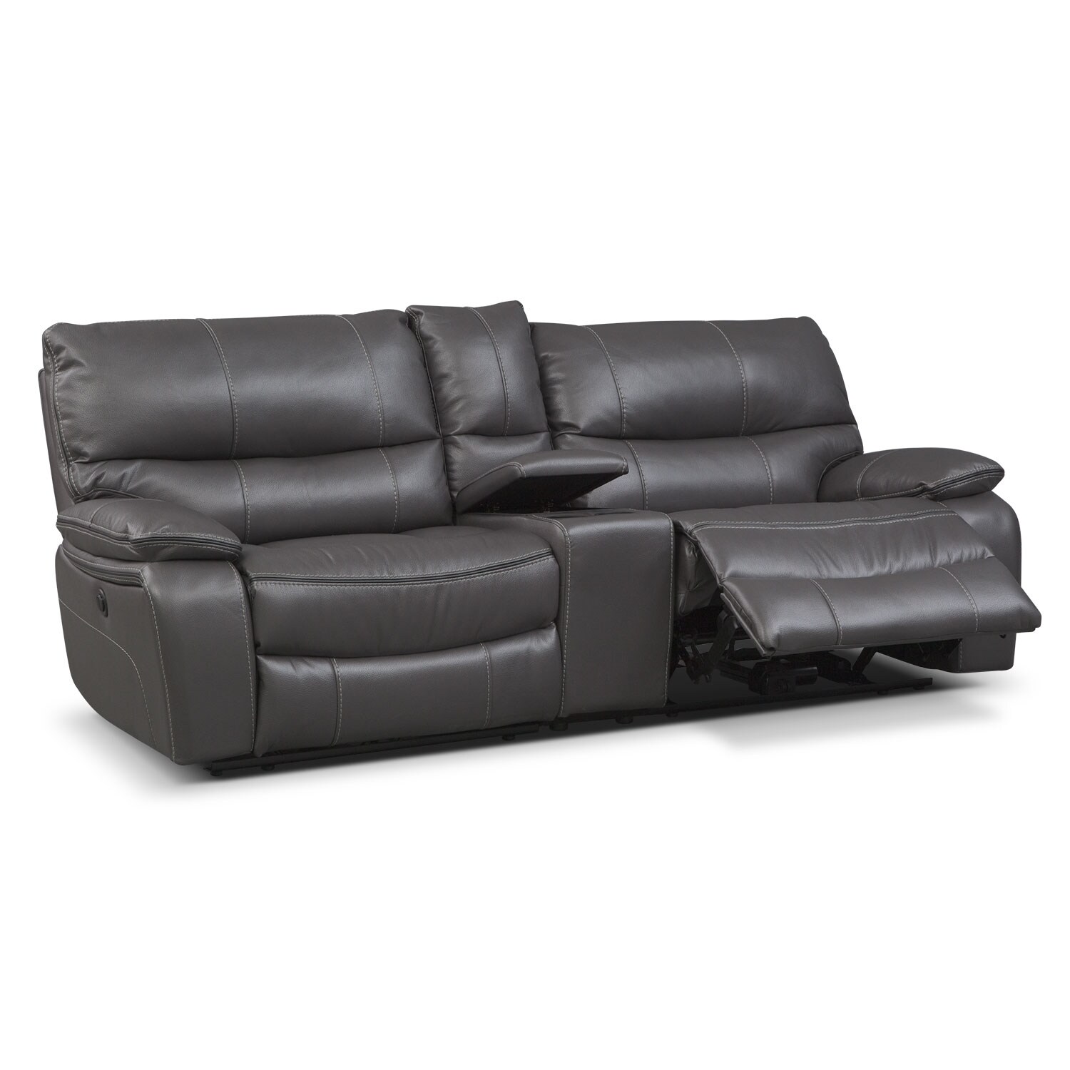Orlando Power Reclining Sofa with Console Gray American Signature
