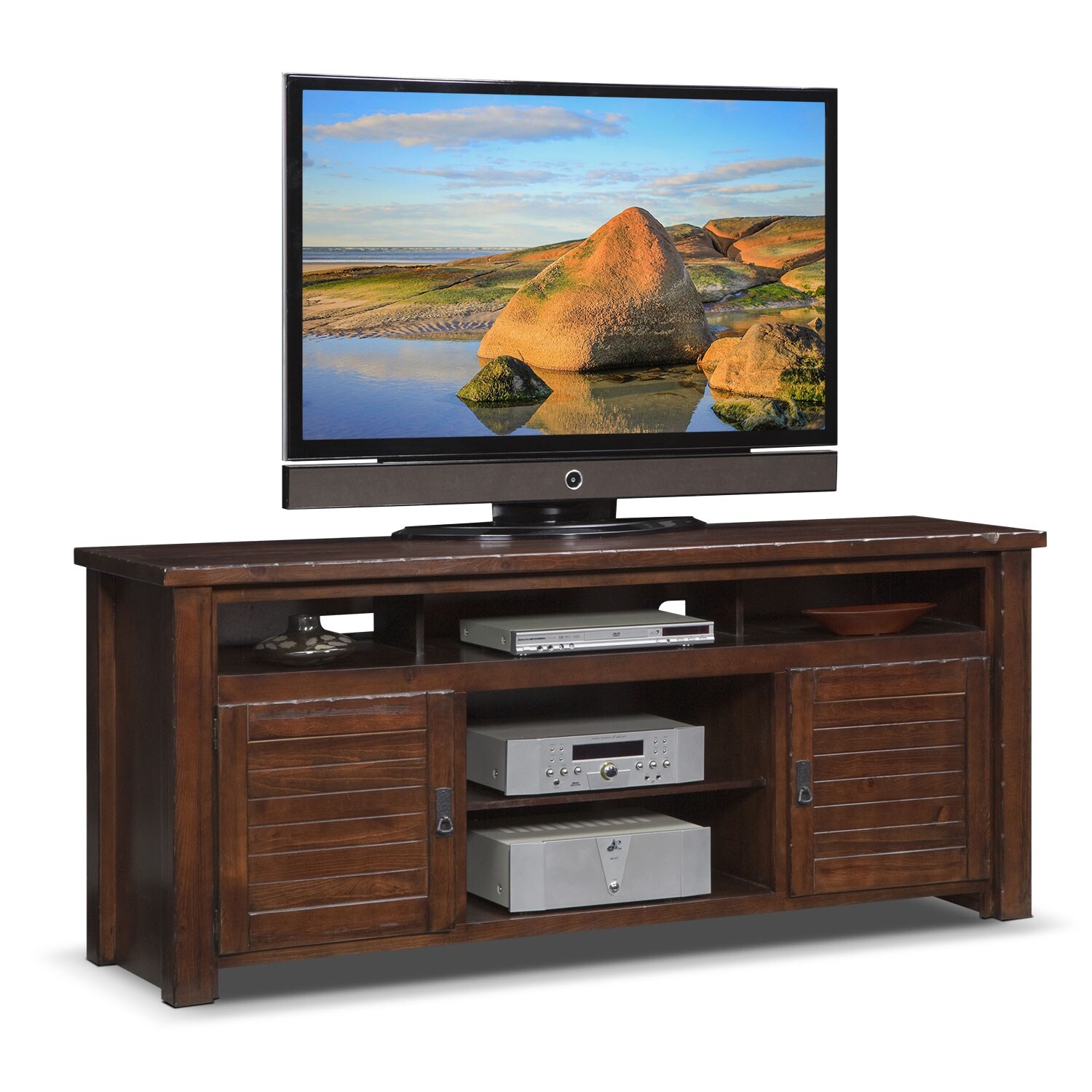 Prairie 74" TV Stand Mesquite Pine American Signature Furniture