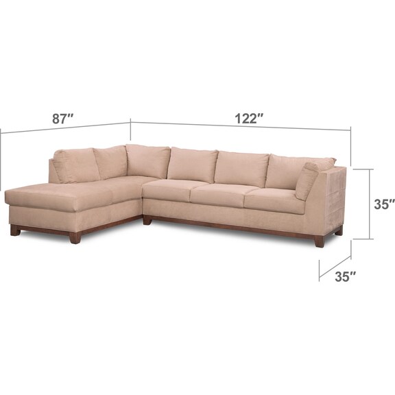 Living Room Furniture - Soho 2-Piece Sectional with Left-Facing Chaise - Cobblestone