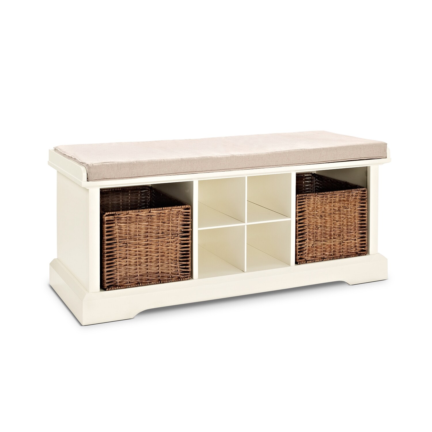Levi White Entryway Storage Bench American Signature Furniture