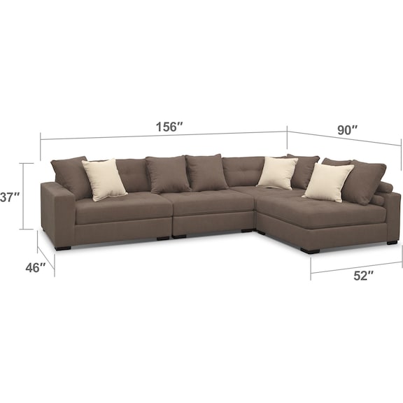 Living Room Furniture - Venti 4-Piece Sectional - Mocha