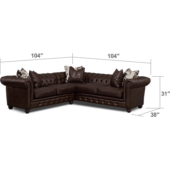 Living Room Furniture - Madeline 2-Piece Sectional - Chocolate