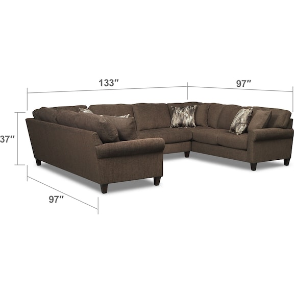 Living Room Furniture - Karma 3-Piece Sectional - Smoke