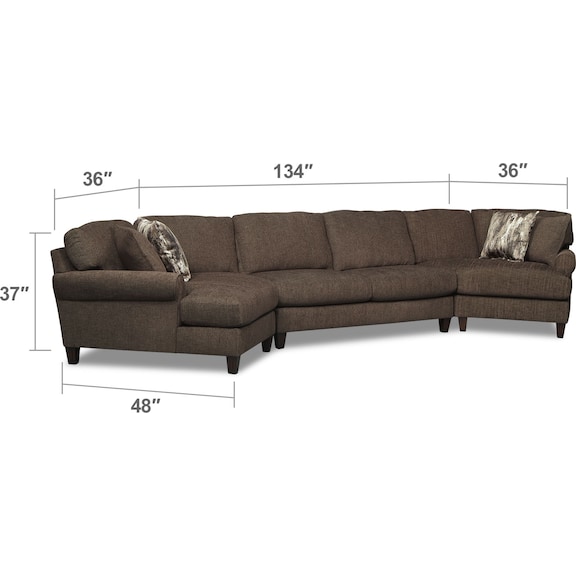 Living Room Furniture - Karma 3-Piece Sectional with 2 Cuddlers - Smoke