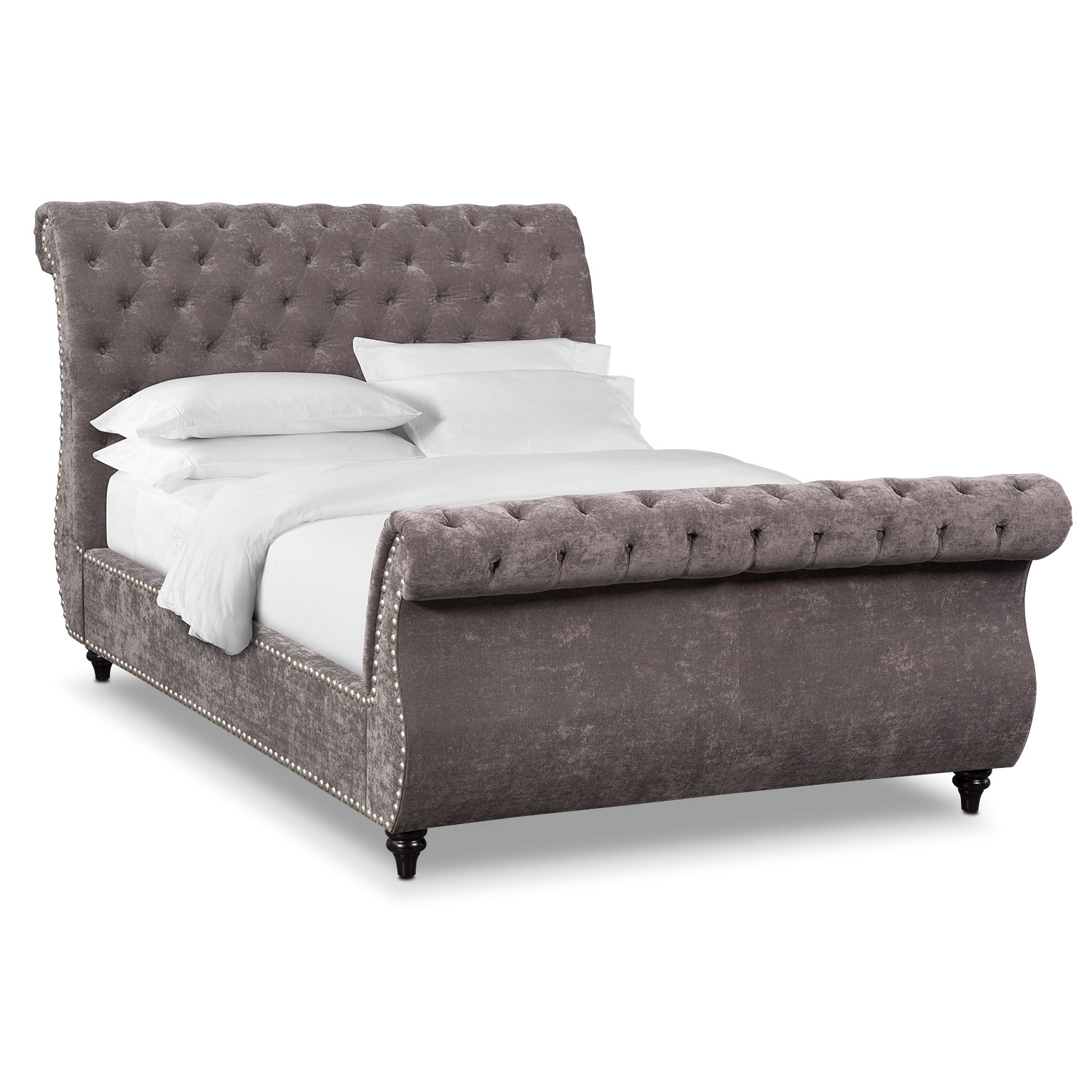 Ella Queen Upholstered Bed Charcoal