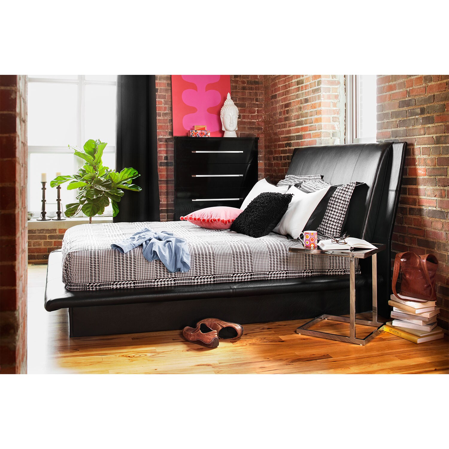 Dimora Queen Upholstered Bed - Black | American Signature Furniture