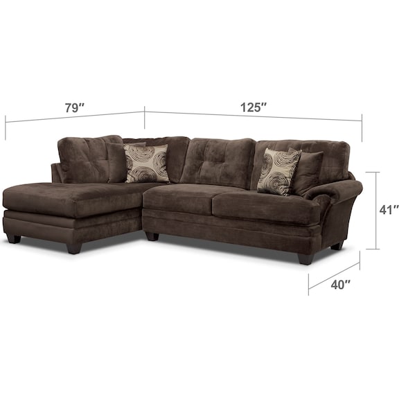 Living Room Furniture - Cordelle 2-Piece Left-Facing Chaise Sectional - Chocolate
