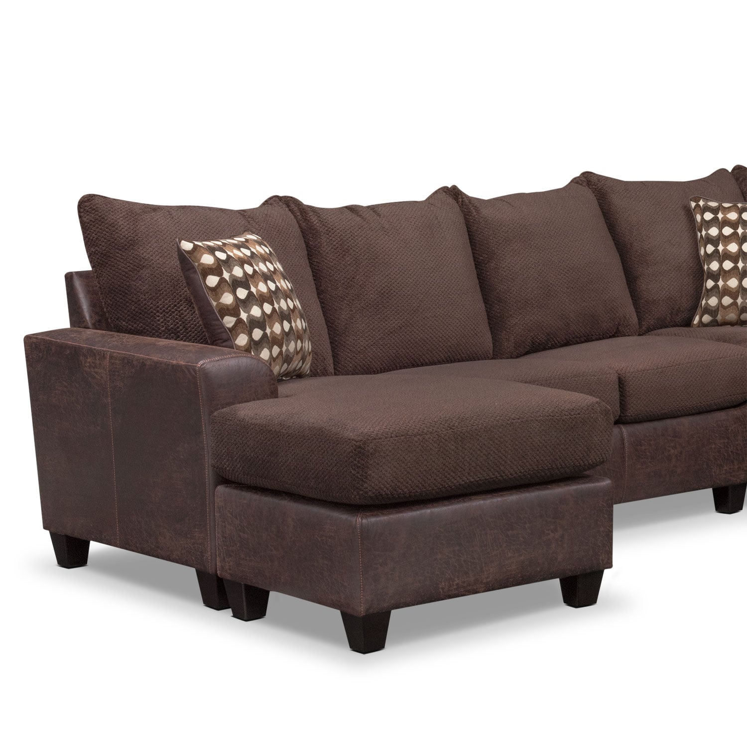 Brando 3Piece Sectional with Modular Chaise Chocolate American Signature Furniture