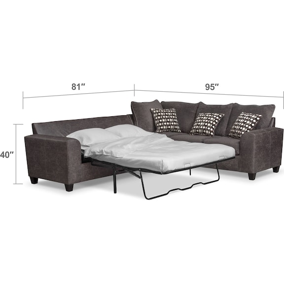 Living Room Furniture - Brando 3-Piece Innerspring Sleeper Sectional - Smoke
