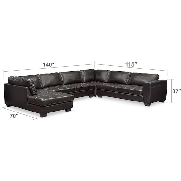 Living Room Furniture - Santana 4-Piece Sectional with Left-Facing Chaise - Black