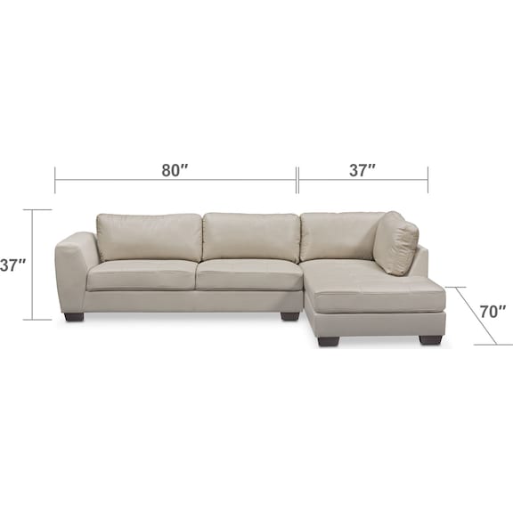 Living Room Furniture - Santana 2-Piece Sectional with Right-Facing Chaise - Ivory