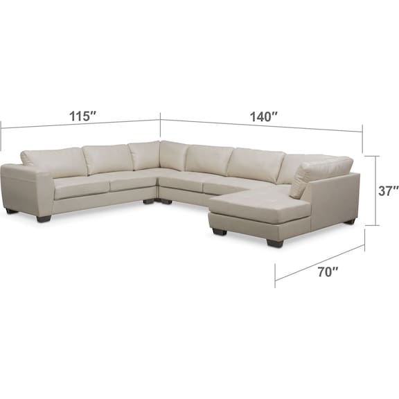 Living Room Furniture - Santana 4-Piece Sectional with Right-Facing Chaise - Ivory