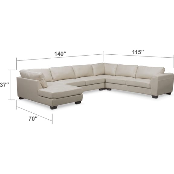 Living Room Furniture - Santana 4-Piece Sectional with Left-Facing Chaise - Ivory