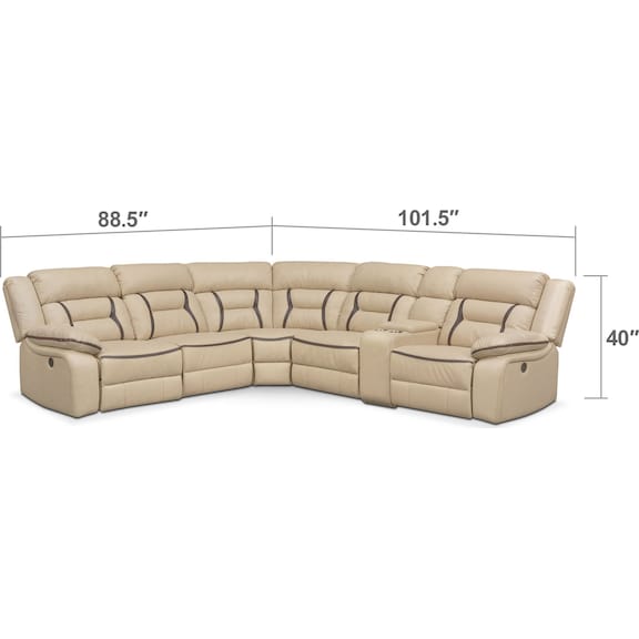 Living Room Furniture - Remi 6-Piece Power Reclining Sectional with 2 Reclining Seats - Cream