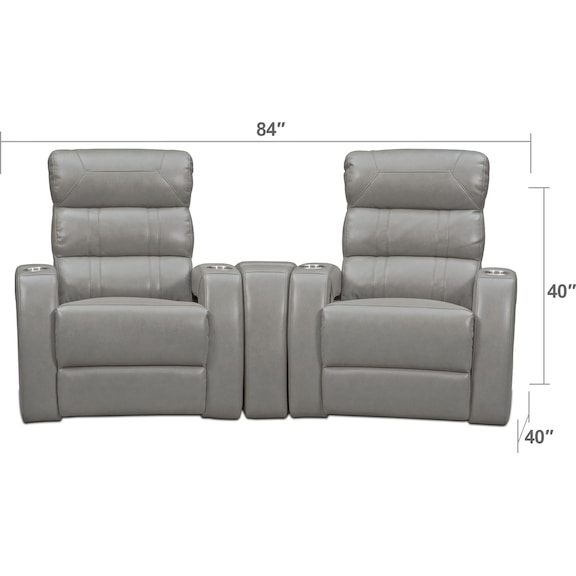 Living Room Furniture - Bravo 3-Piece Power Reclining Home Theater Sectional - Gray