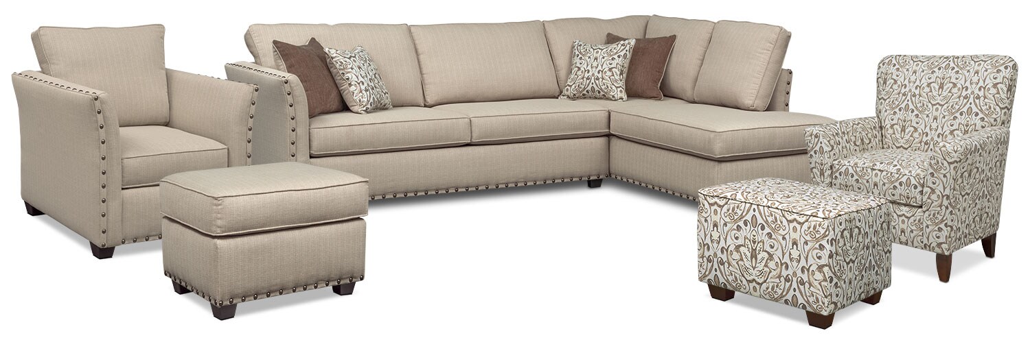 The Mckenna Sleeper Sectional Collection - Sand