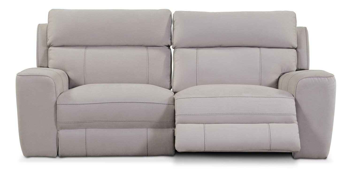 Newport 2Piece Power Reclining Sofa Light Gray American Signature