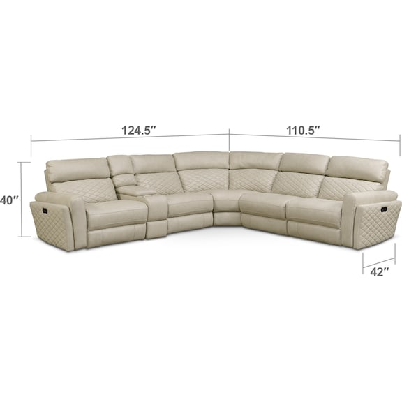 Living Room Furniture - Catalina 6-Piece Power Reclining Sectional with 2 Reclining Seats - Cream