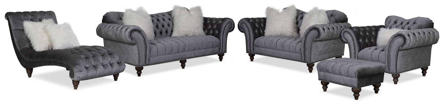 The Brittney Living Room Collection - Charcoal