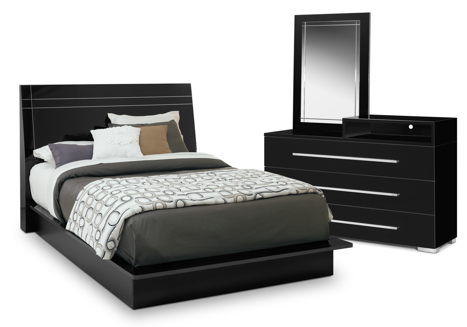 Dimora 5-Piece Queen Panel Bedroom Set - Black | American Signature