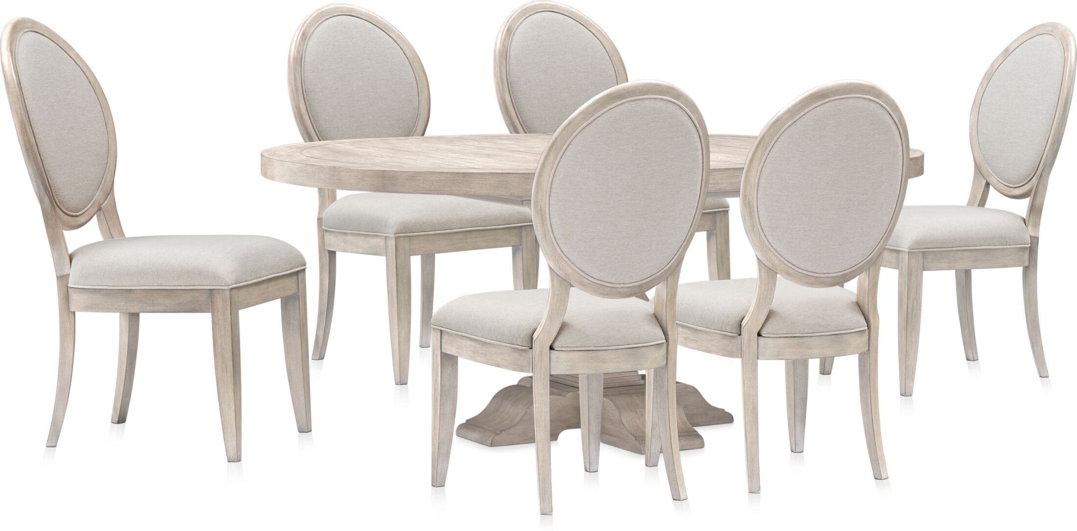 Asheville Round Extendable Dining Table With 6 Oval Back Side Chairs