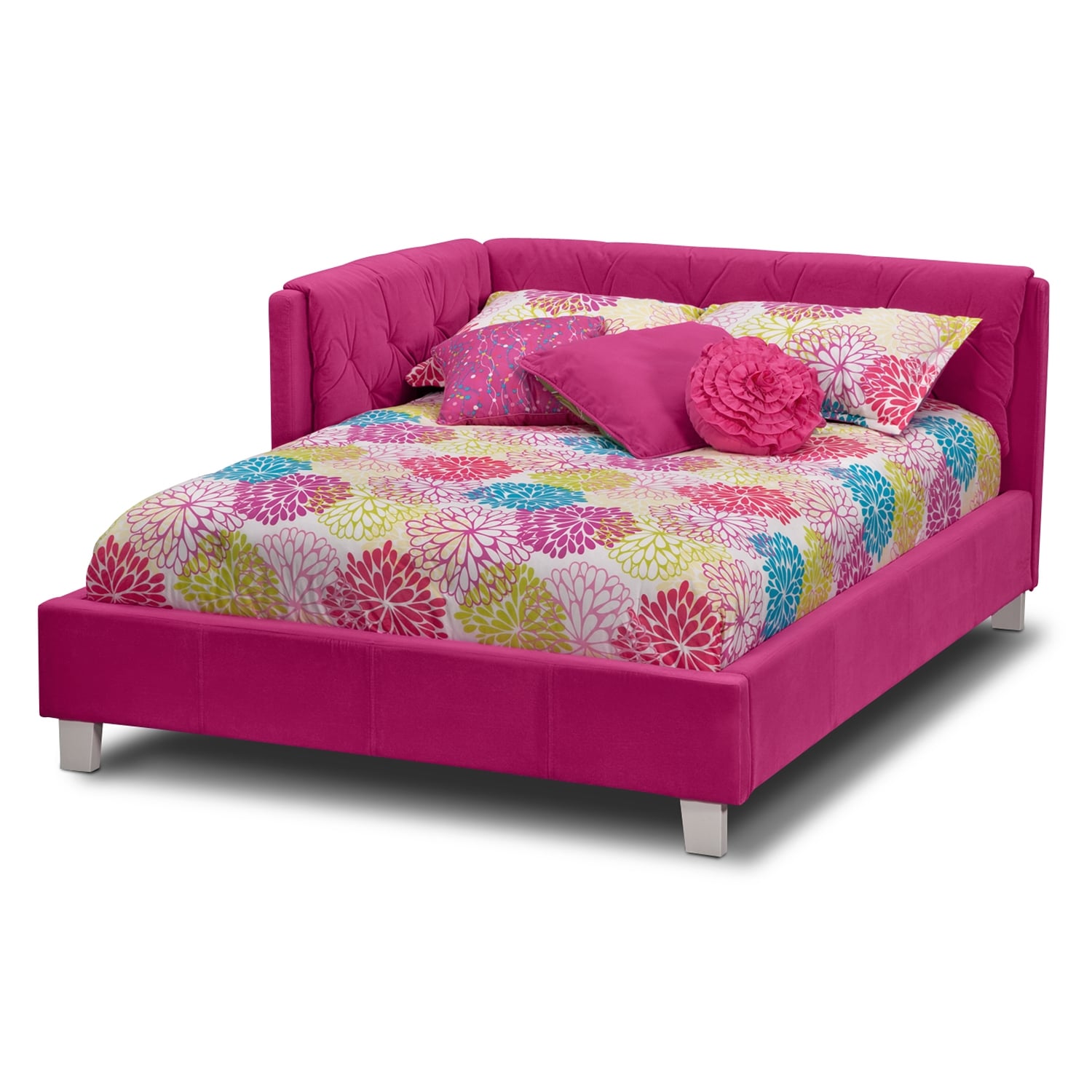 Jordan Full Corner Bed - Pink | American Signature Furniture