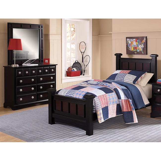 Winchester 5 Piece Twin Bedroom Set Black And Burnished Merlot