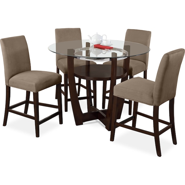 Dining Room Furniture - Alcove Counter-Height Dining Table and 4 Counter-Height Stools