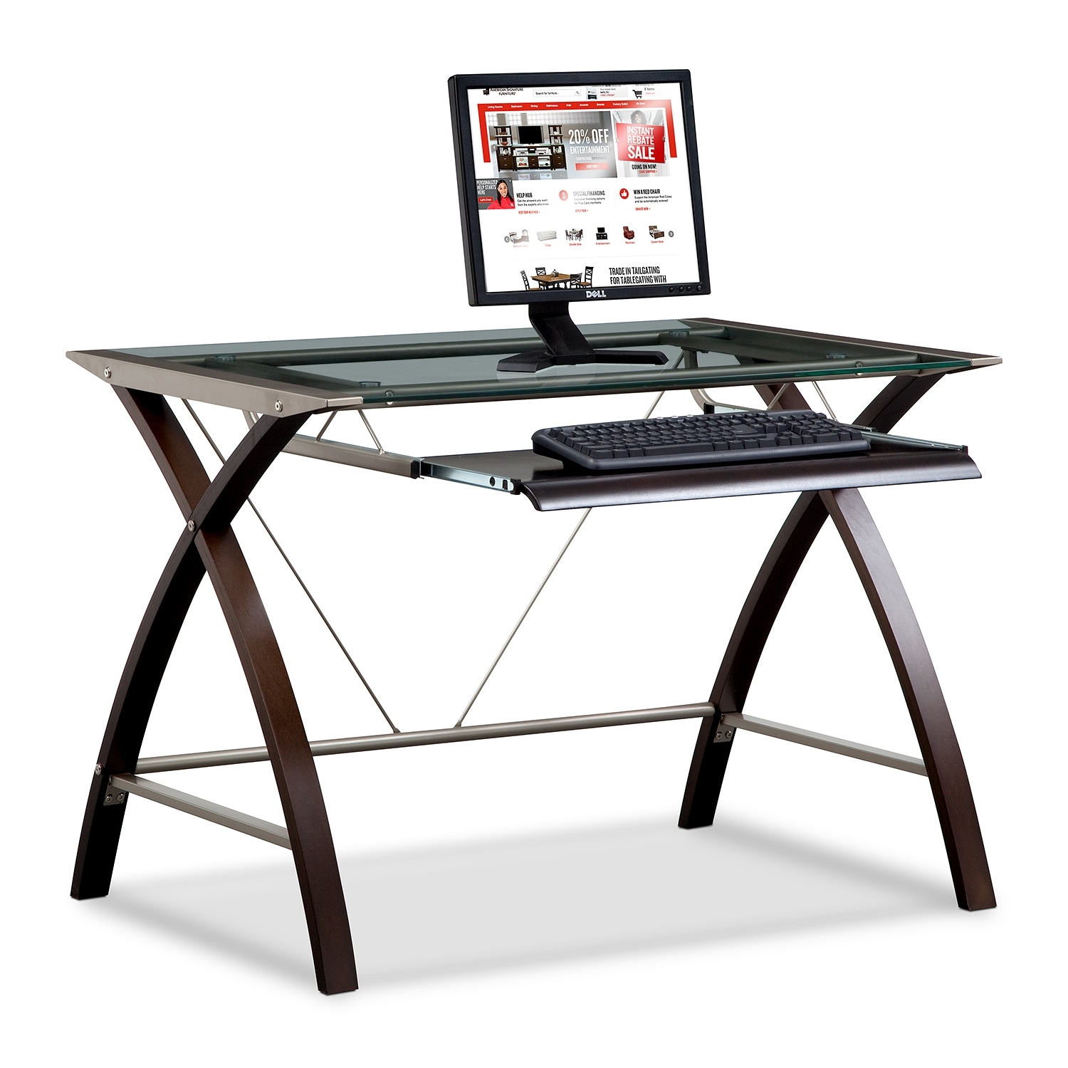 Orion Computer Desk with Keyboard Tray - Merlot and Champagne | American Signature Furniture