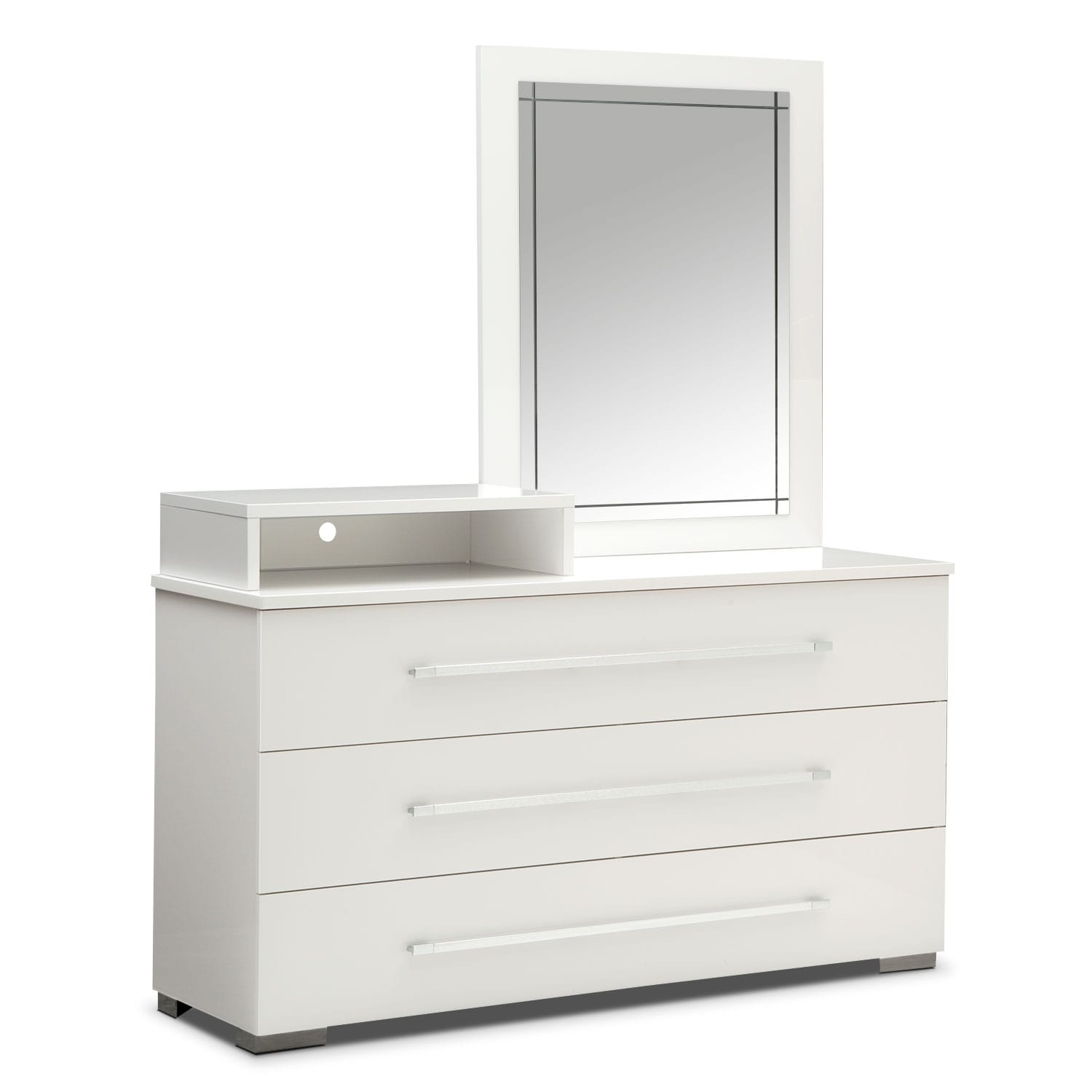 Dimora Media Dresser And Mirror White American Signature Furniture