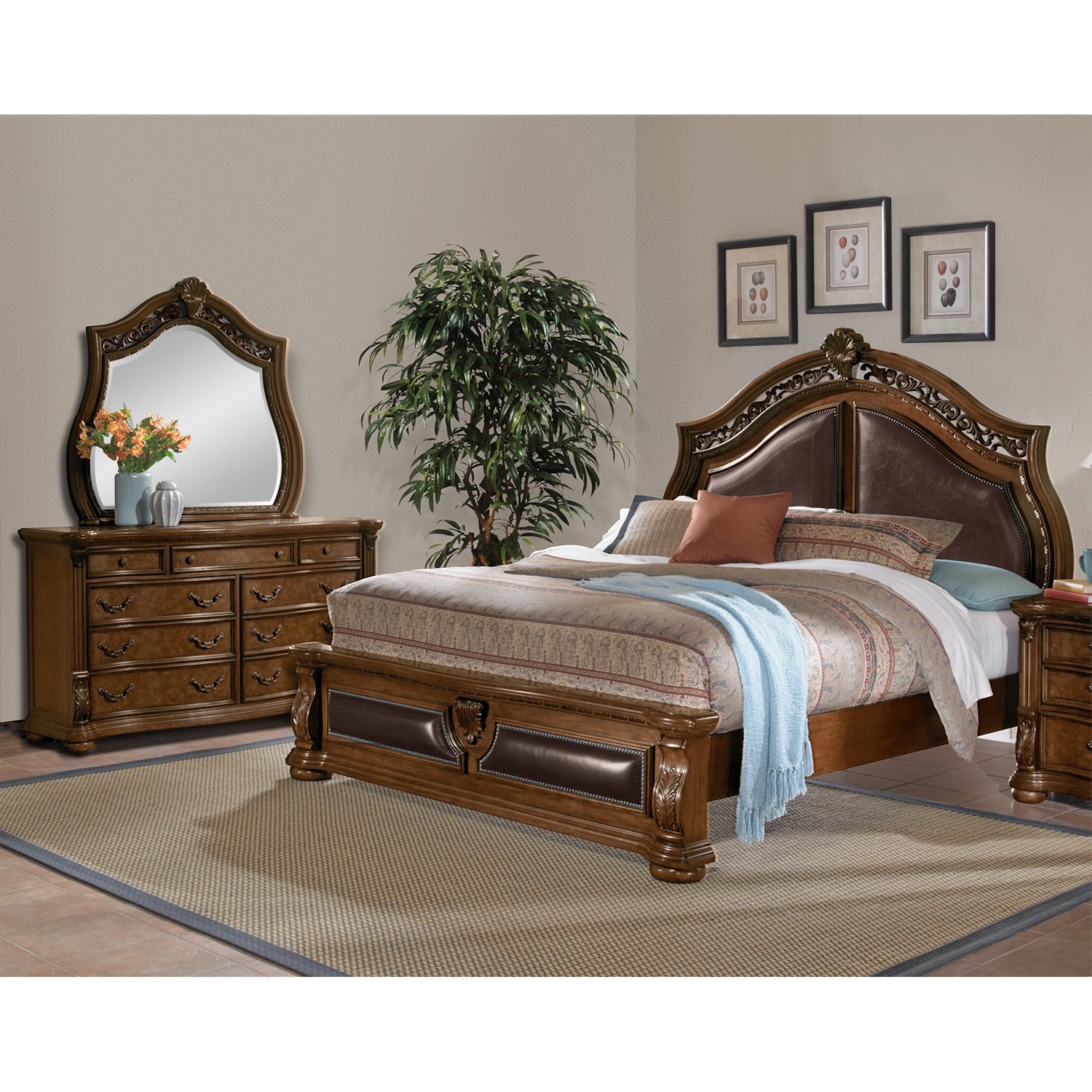 Morocco 5-Piece King Upholstered Bedroom Set - Pecan ...