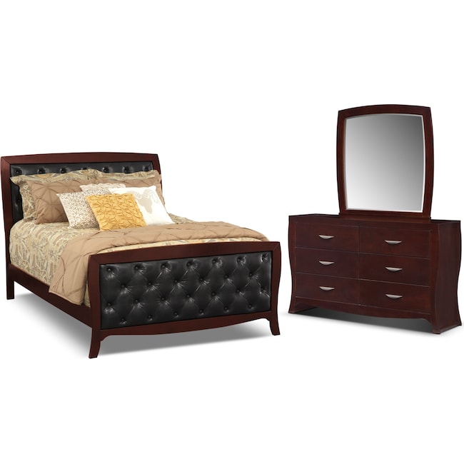 jaden 5-piece queen tufted bedroom set - merlot | american signature