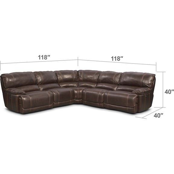 Living Room Furniture - St. Malo 5-Piece Power Reclining Sectional with Chaise