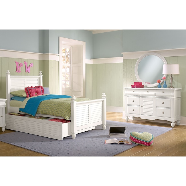 Seaside 6 Piece Twin Bedroom With Twin Trundle White