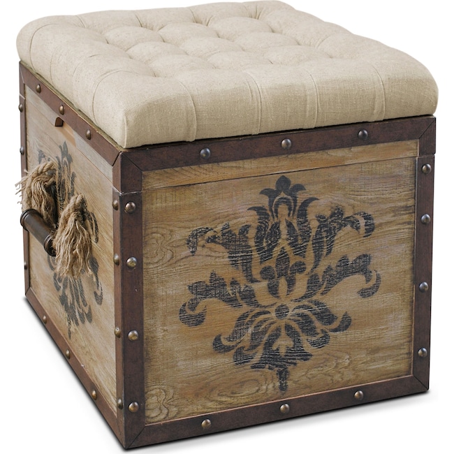 Teca Storage Ottoman Rustic American Signature Furniture