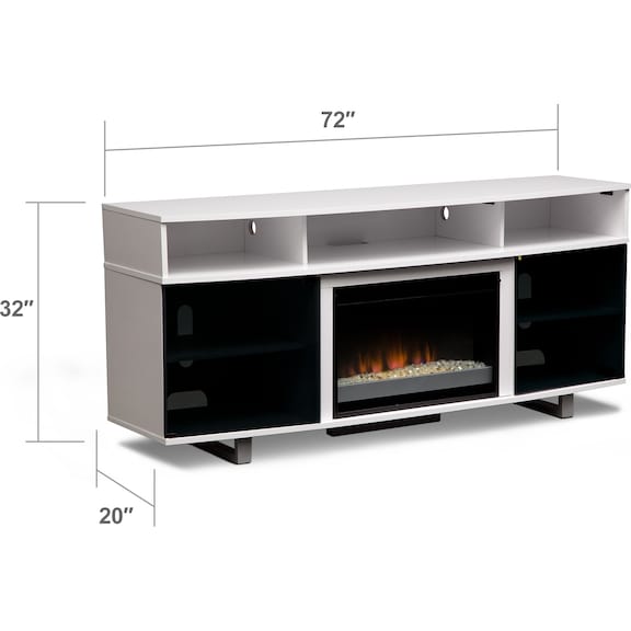 Entertainment Furniture - Pacer 72" Contemporary Fireplace TV Stand - White