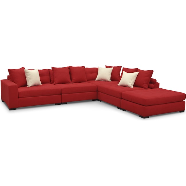 Living Room Furniture - Venti 4-Piece Sectional with Ottoman