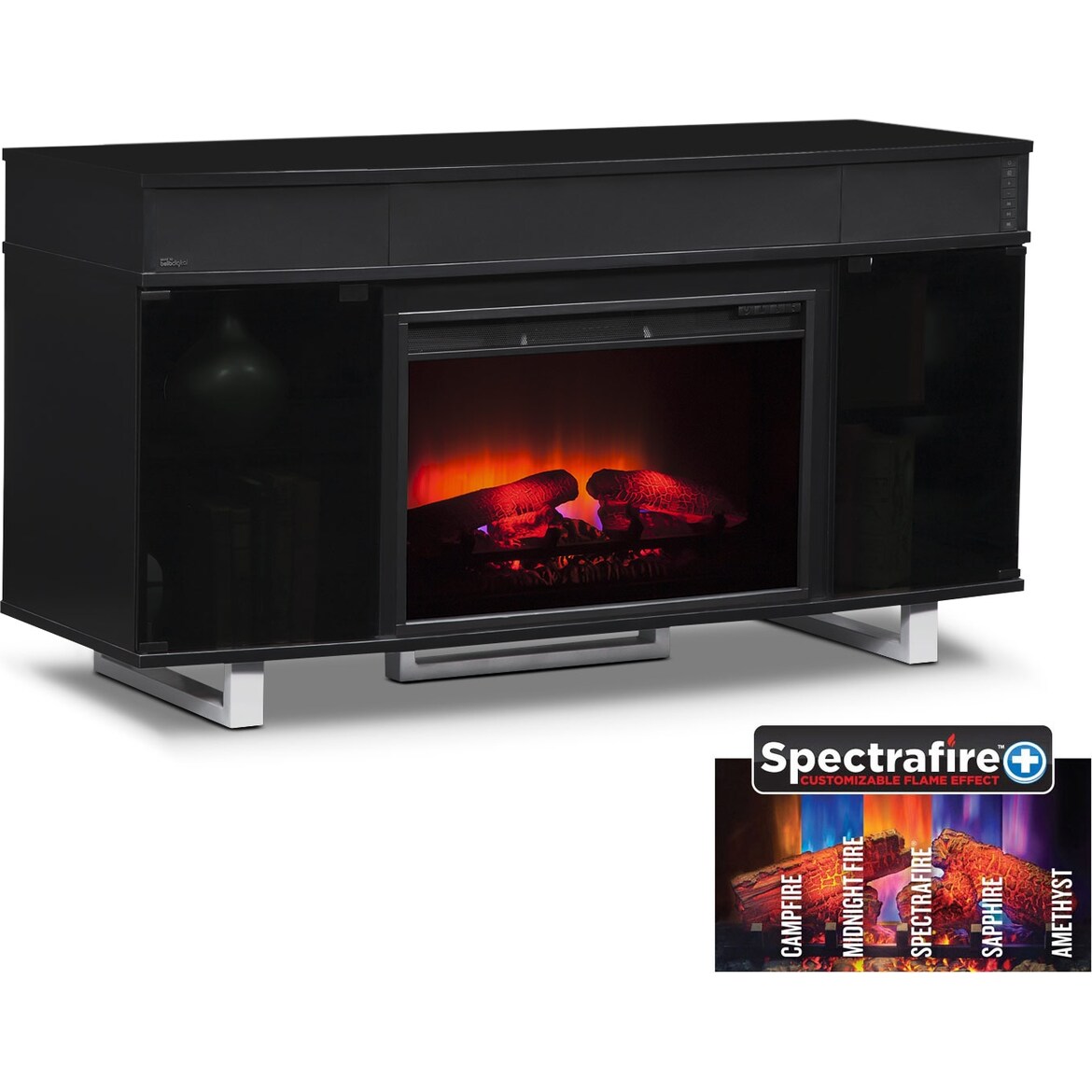 Pacer 56" Traditional Fireplace TV Stand with Sound Bar Black American Signature Furniture