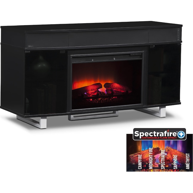 Pacer 56" Traditional Fireplace TV Stand with Sound Bar Black