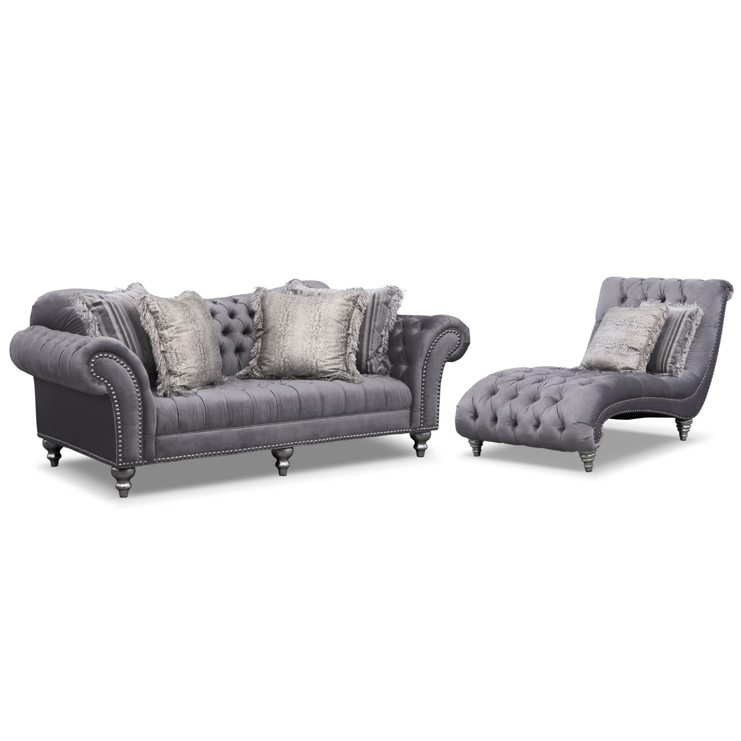 brittney sofa and chaise set  gray  american signature