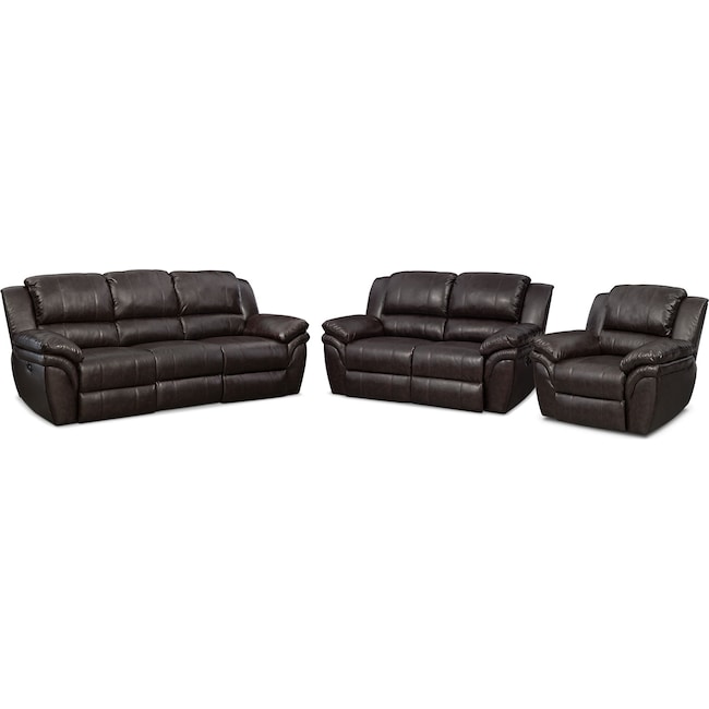Living Room Furniture - Aldo Power Reclining Sofa, Loveseat + FREE RECLINER