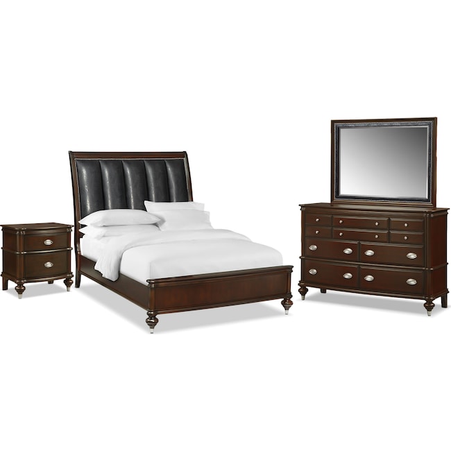 esquire 6-piece queen bedroom set - merlot | american signature