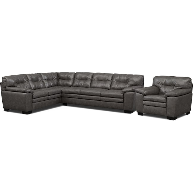 Living Room Furniture - Magnum 2-Piece Sectional and Chair Set