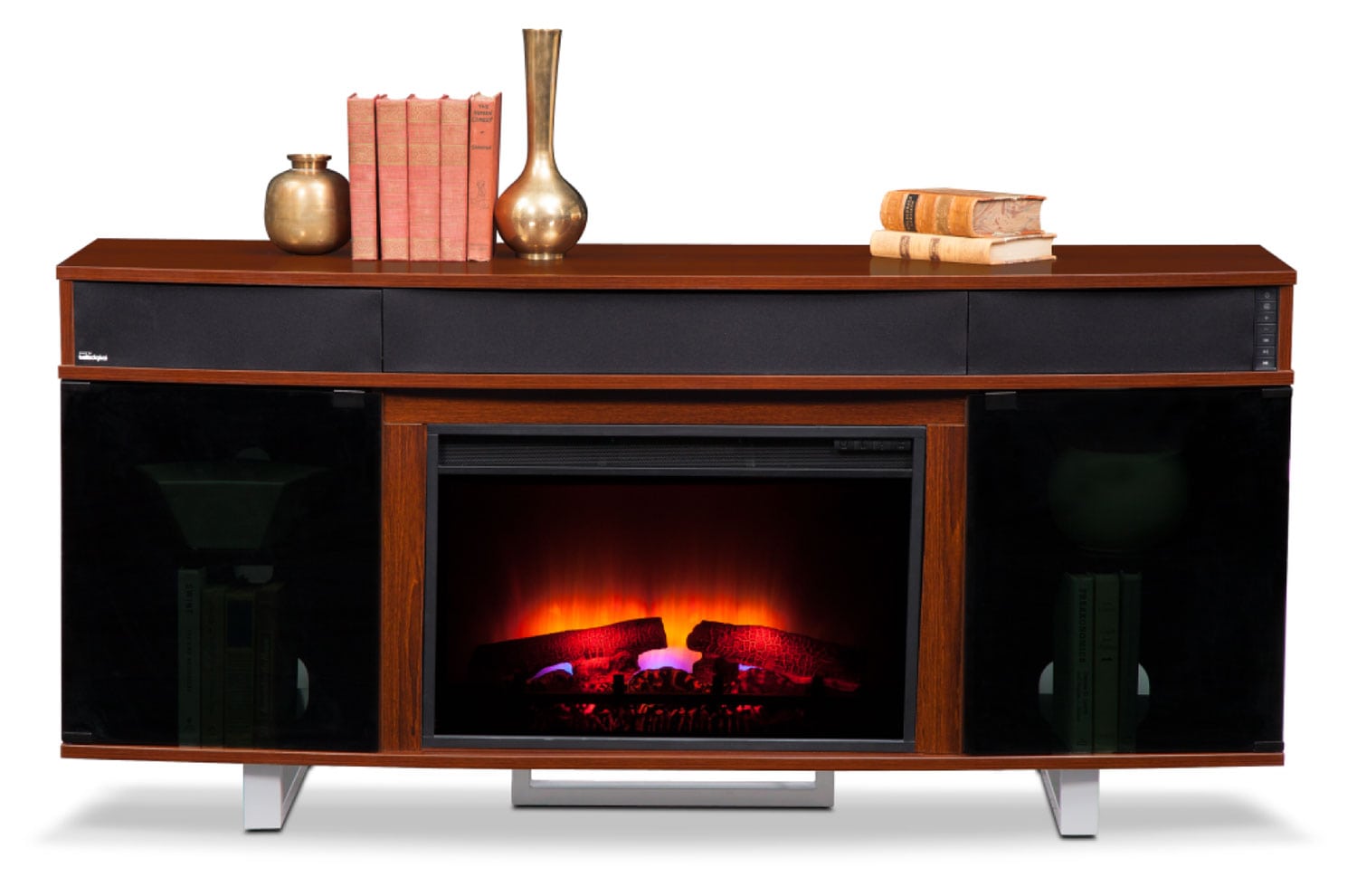 Tv Stand With Sound Bar Shelf, Pacer 72 Contemporary Fireplace Tv Stand With Soundbar