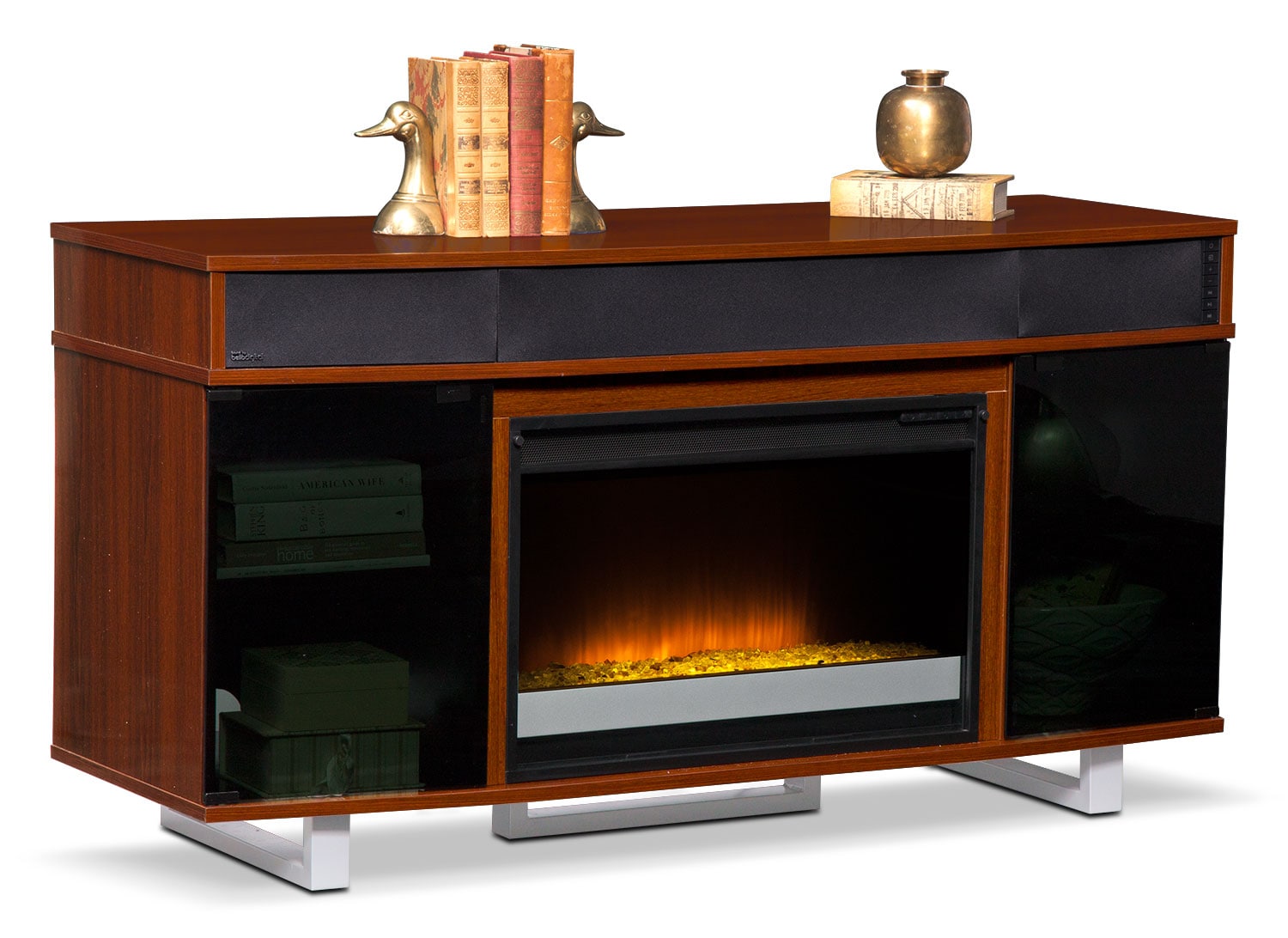Pacer 56" Contemporary Fireplace TV Stand with Sound Bar