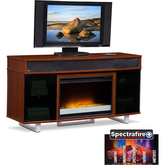 Pacer 56" Contemporary Fireplace TV Stand with Sound Bar Cherry