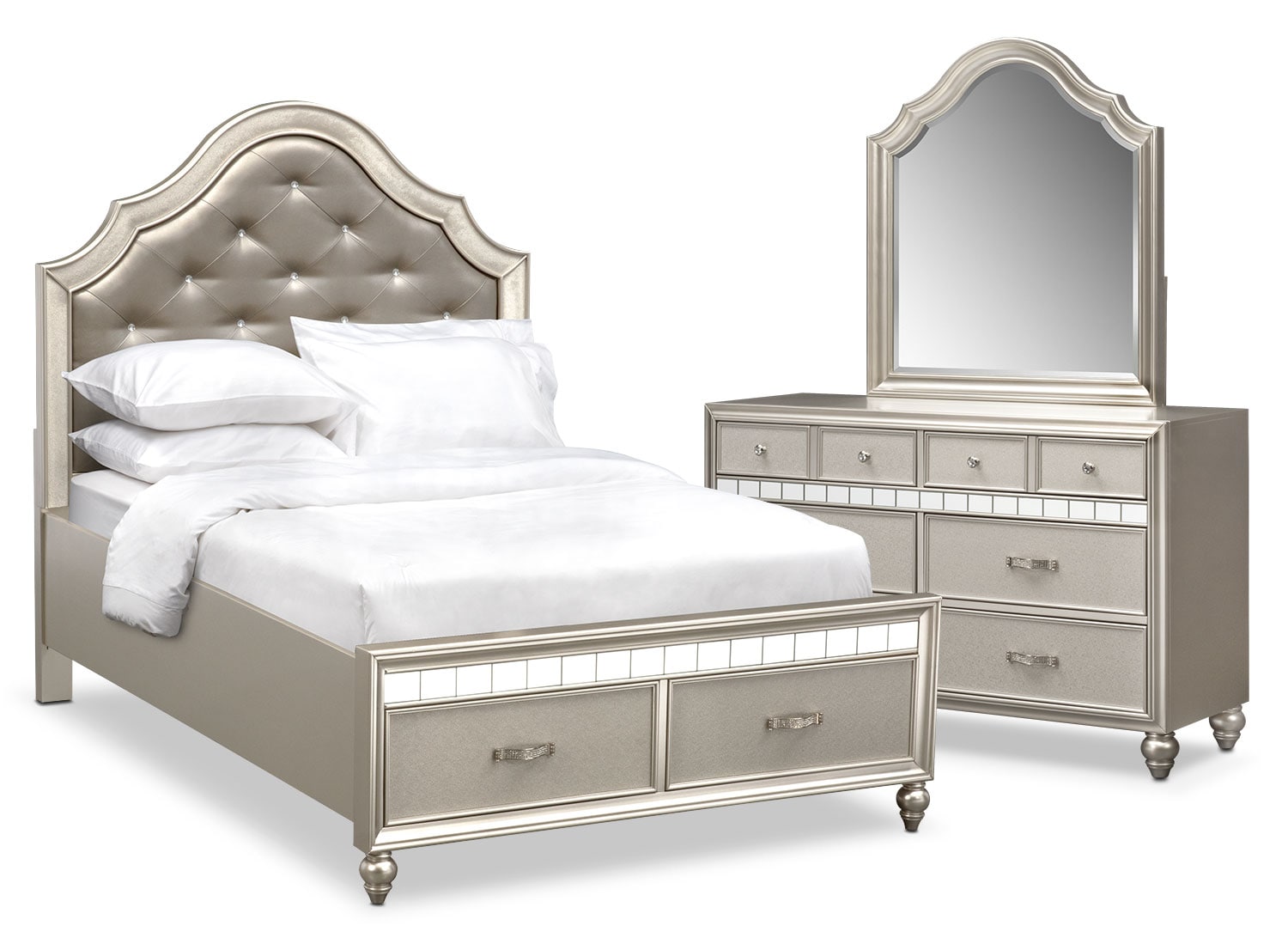 Serena Youth 5 Piece Storage Bedroom Set With Dresser And Mirror