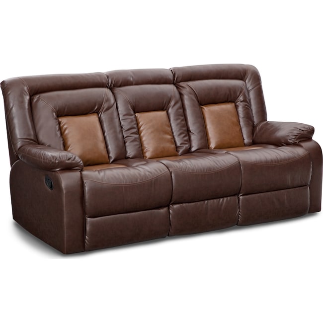 Mustang Dual-Reclining Sofa with Console - Brown | American Signature ...